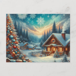 Cartão Postal Casa de Natal com Árvore de Natal 8