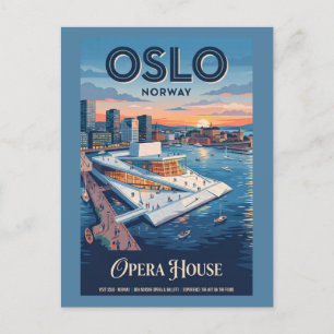 Cartão Postal Casa de Ópera de Oslo Noruega Cartaz de Viagem Vin