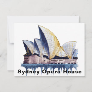 Cartão Postal Casa de Ópera de Sydney Austrália Aquarela