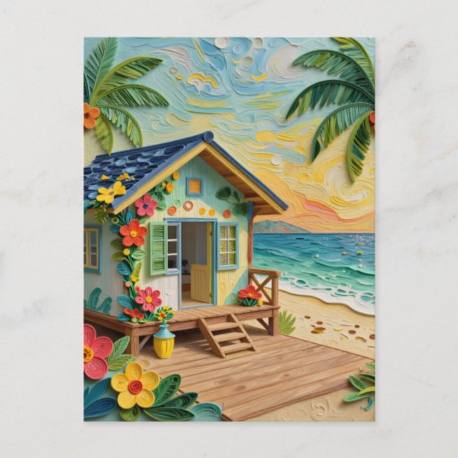 Cartão Postal Casa de Praia Oceânica | Mantendo Contato (Frente)