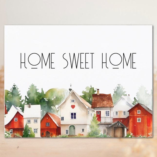 Cartão Postal Casa de Watercolor Terrenos (Watercolor Home Sweet Home Real Estate Postcard)