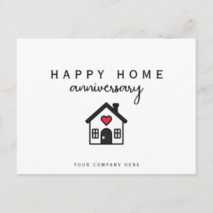 Cartão Postal Casa do Coração Vermelho Aniversário de Casa