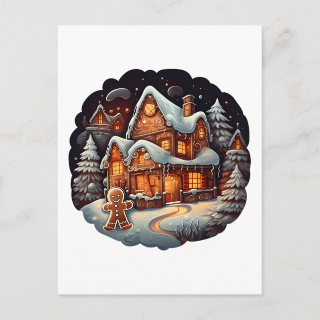 Cartão Postal Casa do Homem do Gingerpão de Natal (Frente)