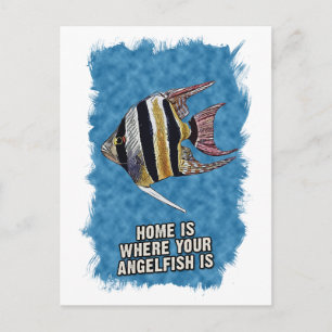 Cartão Postal Casa é onde seu AngelFish é uma Arte de Aquarela