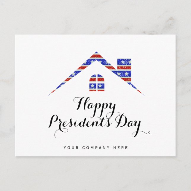 Cartão Postal Casa Imobiliária do Dia do Presidente (Frente)
