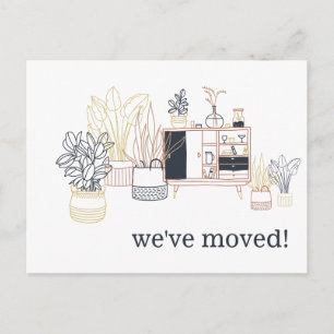 Cartão Postal Casa Única de Plantas Boho Mudamos Novo Endereço