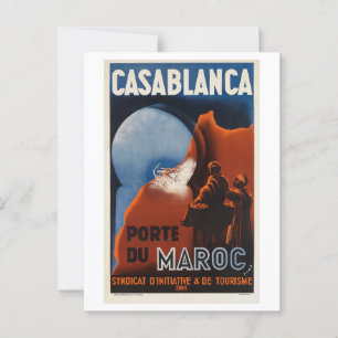 Cartão Postal Casablanca Marrocos Vintage inspirada
