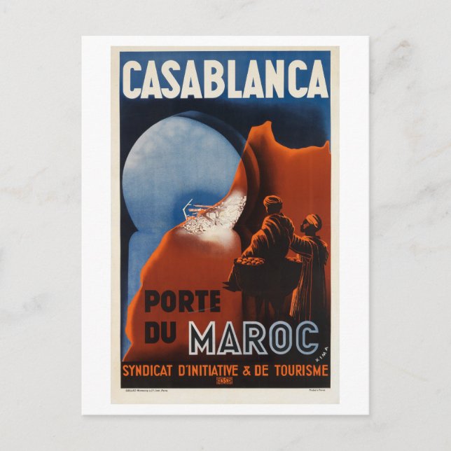 Cartão Postal Casablanca Marrocos Vintage inspirada (Frente)