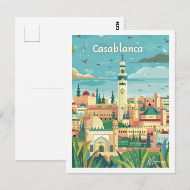 Cartão Postal Casablanca Marrocos Vintage - Viagem (Frente/Verso)