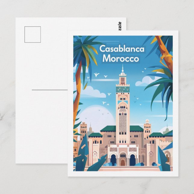 Cartão Postal Casablanca Marrocos Vintage - Viagem (Frente/Verso)