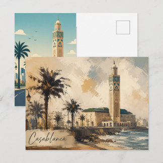 Cartão Postal Casablanca Morocco Vector-Hassan 2 mosque