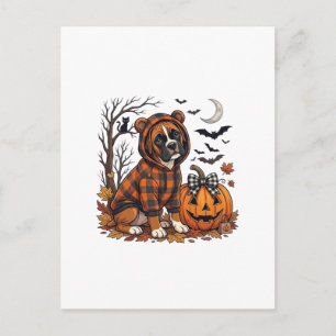 Cartão Postal Casaco com Capuz Xadrez de Cachorro Boxer Hallowee