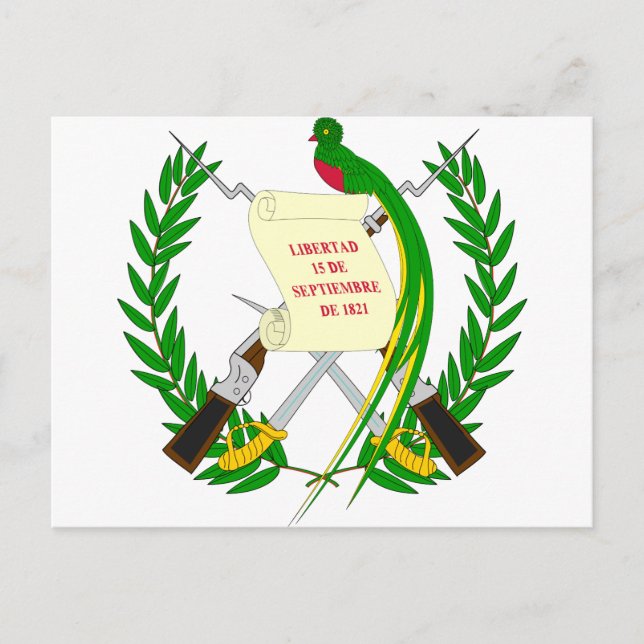Cartão Postal Casaco de armas da Guatemala (Frente)