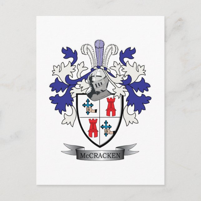 Cartão Postal Casaco de armas da McCracken Family Crest (Frente)