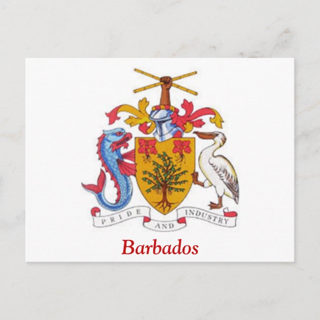 Cartão Postal Casaco de armas de Barbados (Frente)