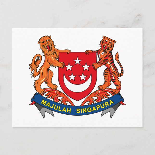 Cartão Postal Casaco de armas de Singapura (Frente)