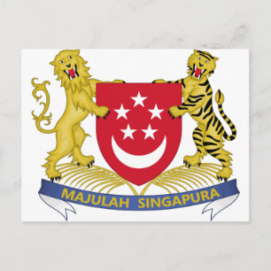Cartão Postal Casaco de armas de Singapura 新 加 坡 国 Emble