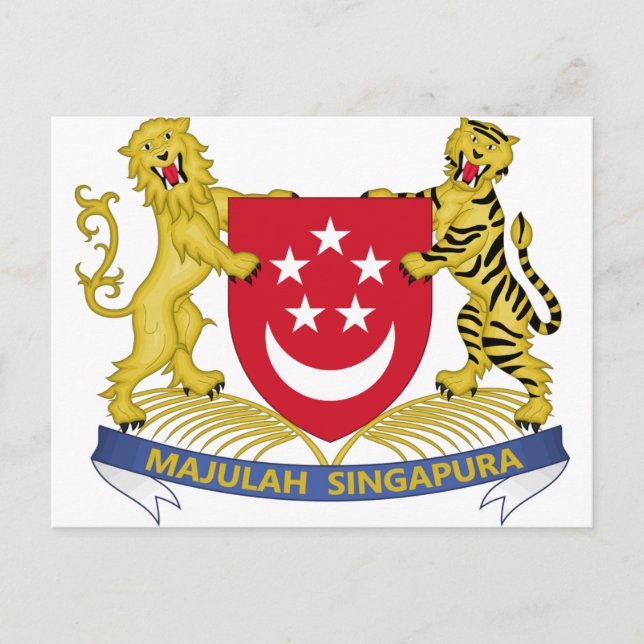 Cartão Postal Casaco de armas de Singapura 新 加 坡 国 Emblem (Frente)