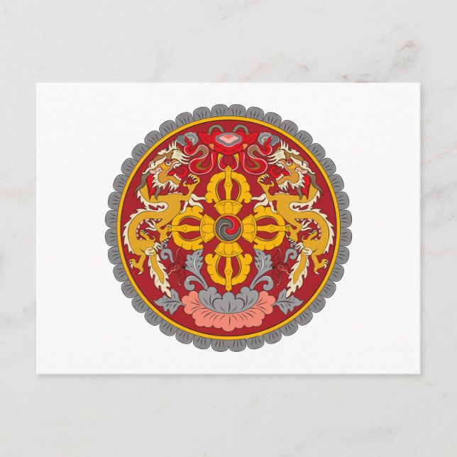 Cartão Postal Casaco de Armas do Butão (Frente)