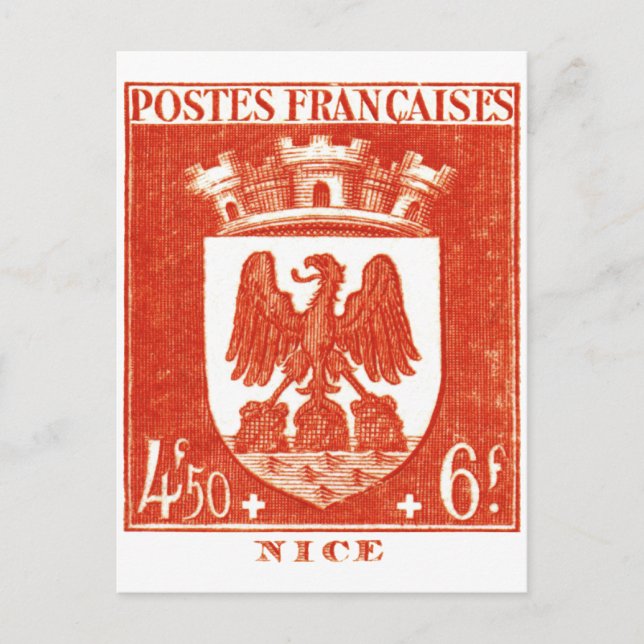 Cartão Postal Casaco de Armas, Nice França (Frente)