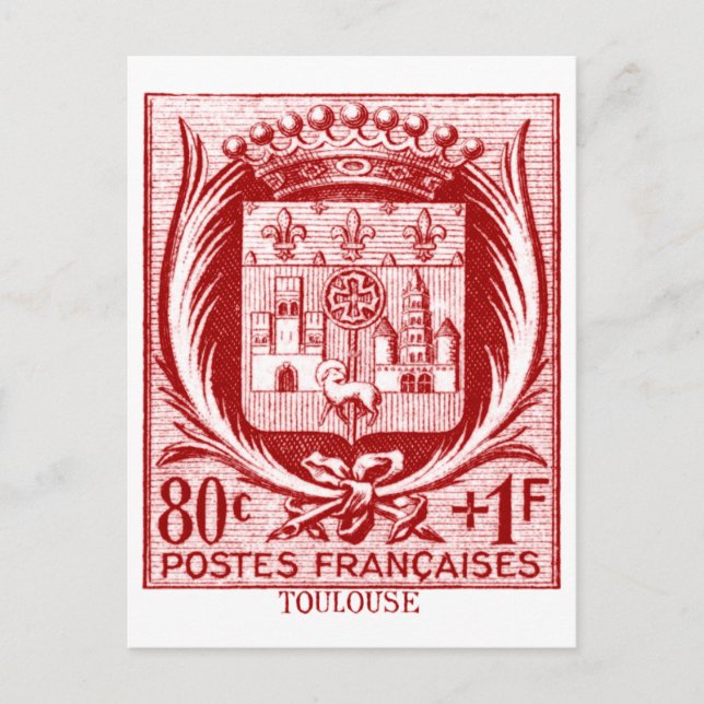 Cartão Postal Casaco de Armas, Toulouse França (Frente)