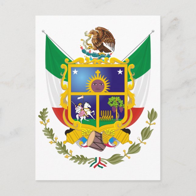 Cartão Postal Casaco de Braços Queretaro Símbolo Oficial do Méxi (Frente)