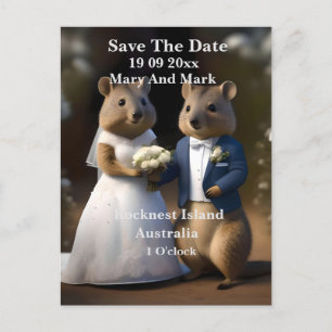 Cartão Postal Casado Australiano Quokka, Salve A Data