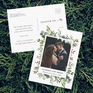 Cartão Postal Casados e Alegres Foto de Férias de Recém-Casados
