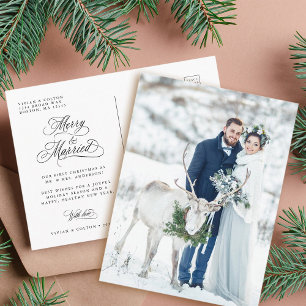 Cartão Postal Casados e Felizes Foto do Primeiro Natal dos Recém