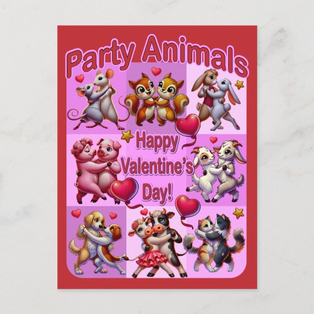 Cartão Postal Casais de dança de dia de os namorados "Animais de (Frente)