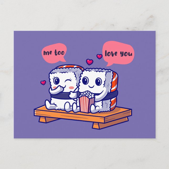 Cartão Postal Casal Amor Sushi (Frente)