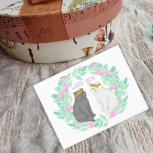 Cartão Postal Casal amoroso de gatos Te Amo