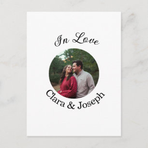Cartão Postal Casal apaixonado foto circular nome casamento româ