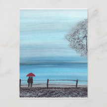 Casal apaixonado por um guarda-chuva vermelho