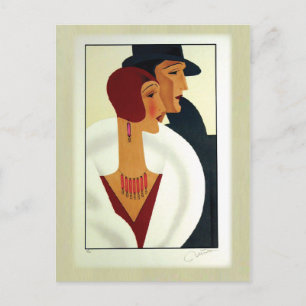 Cartão Postal Casal Art Deco