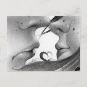 Cartão Postal Casal Beija
