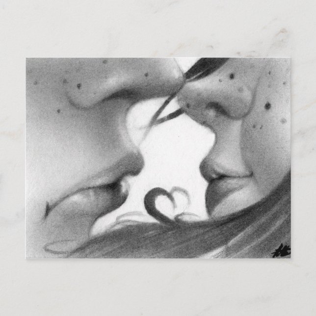 Cartão Postal Casal Beija (Frente)