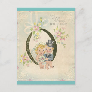 Cartão Postal casal casamento vintage