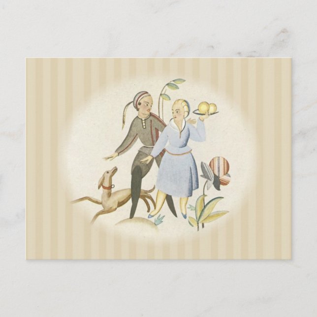 Cartão Postal Casal Com Cão (Frente)