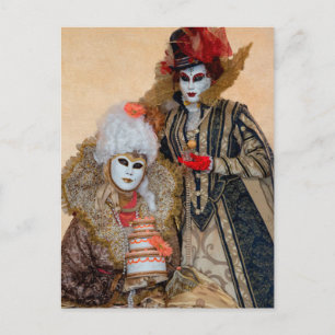 Cartão Postal Casal com Fantasia de Carnaval, Veneza