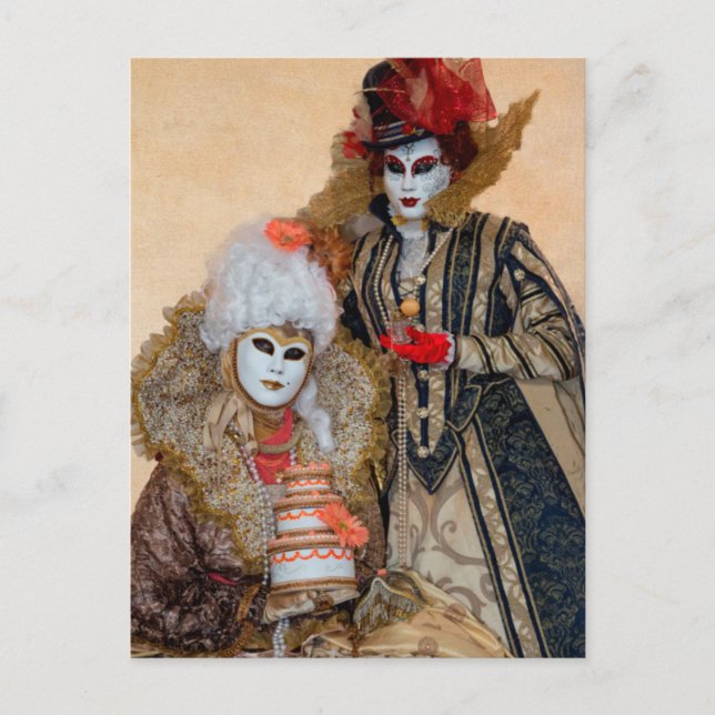 Cartão Postal Casal com Fantasia de Carnaval, Veneza (Frente)