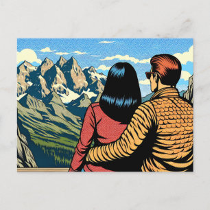 Cartão Postal Casal com vista panorâmica