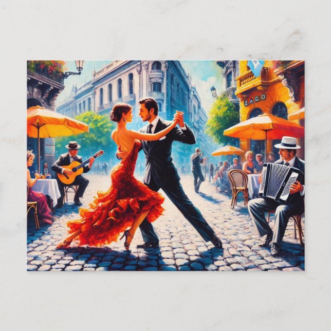 Cartão Postal Casal dançando no tango na Argentina (Frente)