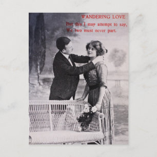 Cartão Postal Casal de amor vintage preto e branco