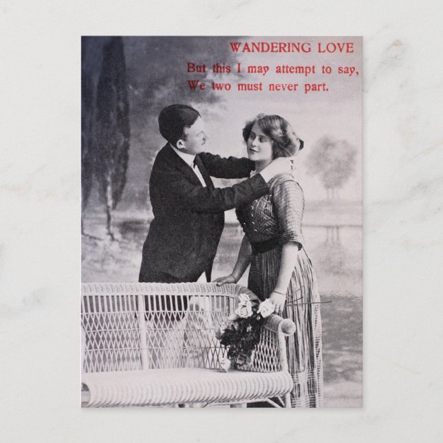 Cartão Postal Casal de amor vintage preto e branco (Frente)