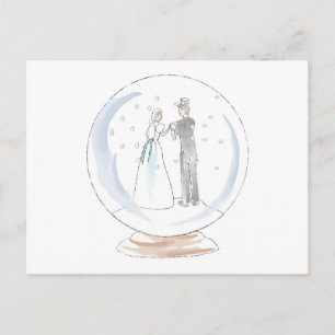 Cartão Postal Casal de Casamento da Neve Globe