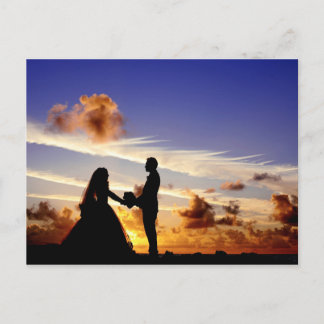 Cartão Postal Casal de Casamento Sunset