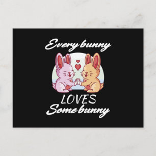 Cartão Postal Casal de Coelhos Coração de Amor Amantes de Páscoa