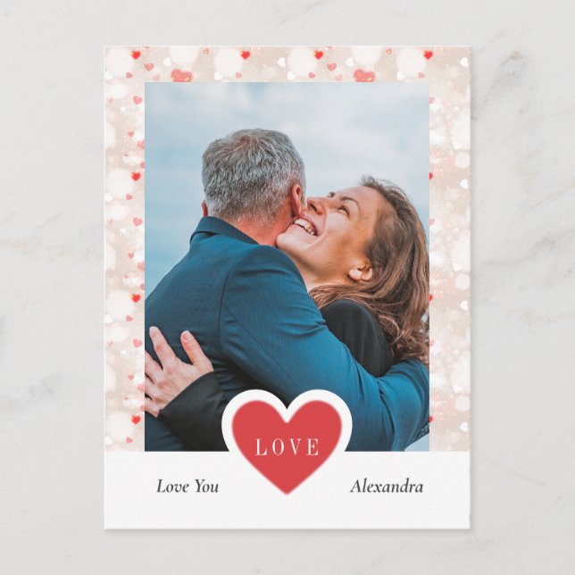 Cartão Postal Casal de Colagem Personalizada Foto e Dia de os na (Frente)