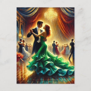Cartão Postal Casal de dança de salão fazendo Waltz